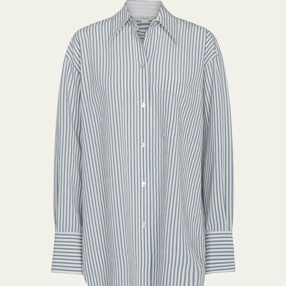 Vince Furrow Stripe Button-Front Shirt